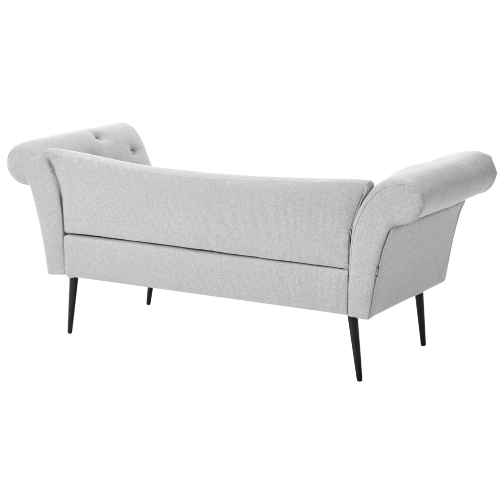 Chaise Longue in tessuto Grigio chiaro e Gambe con gambe in metallo dorato