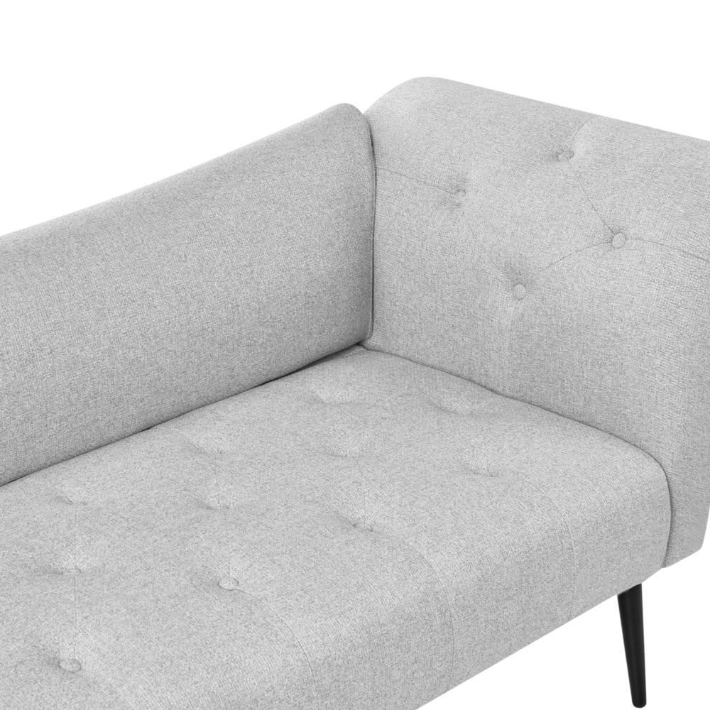 Chaise Longue in tessuto Grigio chiaro e Gambe con gambe in metallo dorato