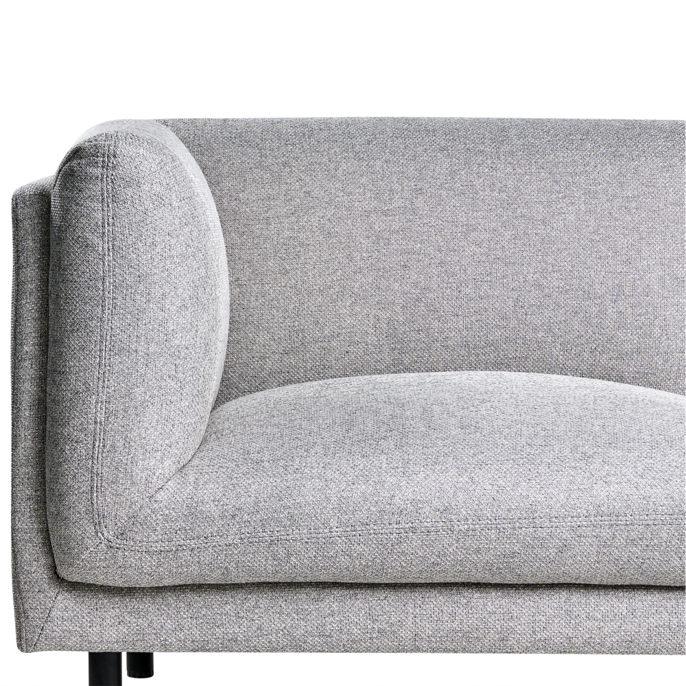 Divano a 3 posti imbottito in tessuto grigio chiaro legno gambe nere imbottito da salotto