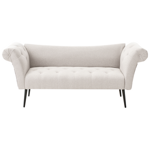 Chaise Longue in tessuto beige chiaro e Gambe con gambe in metallo dorato