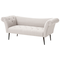 Chaise Longue in tessuto beige chiaro e Gambe con gambe in metallo dorato