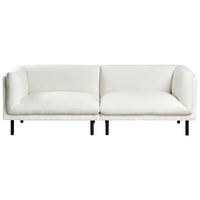 Divano a 3 posti imbottito in tessuto bouclè bianco sporco legno gambe nere imbottito da salotto