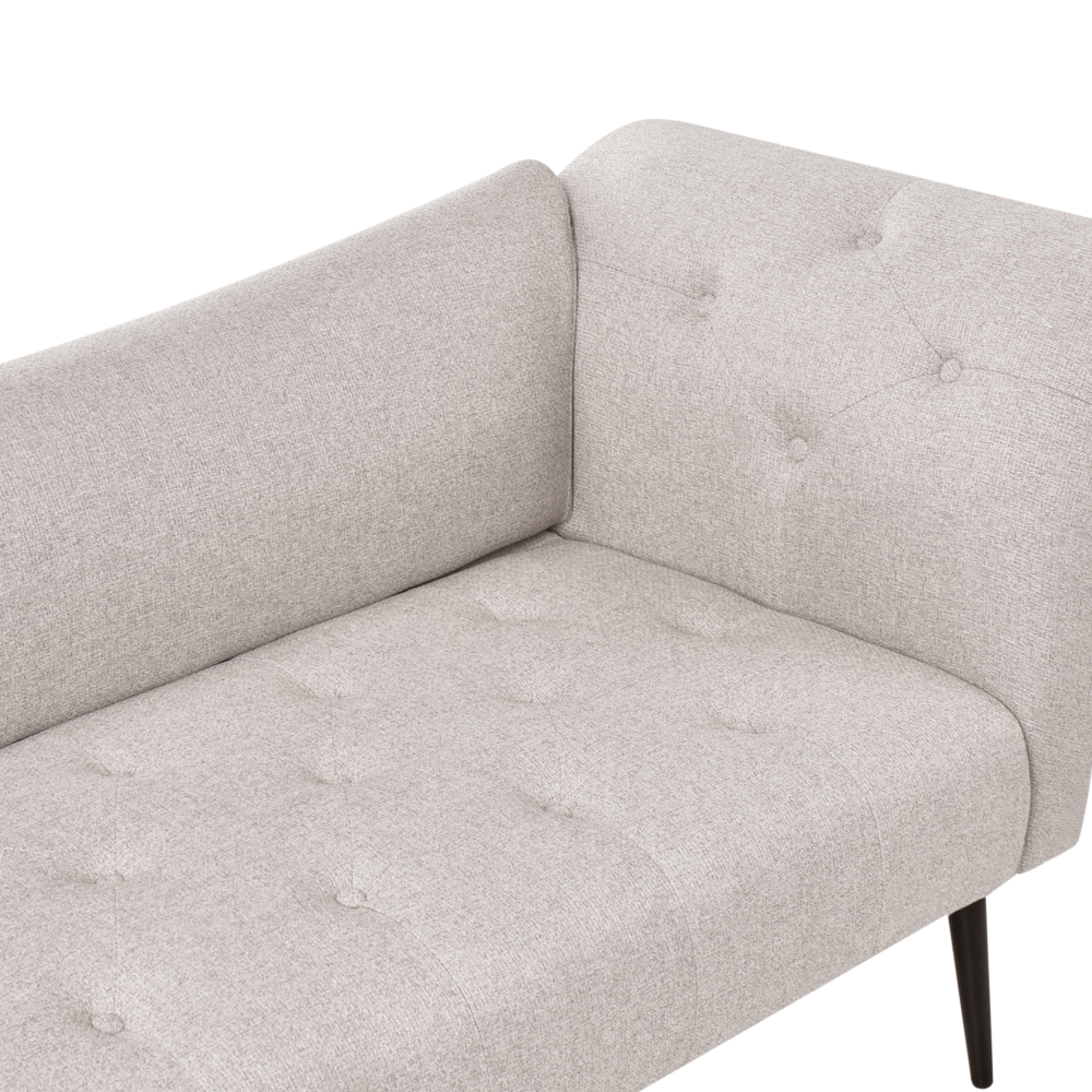 Chaise Longue in tessuto beige chiaro e Gambe con gambe in metallo dorato