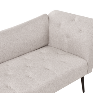 Chaise Longue in tessuto beige chiaro e Gambe con gambe in metallo dorato