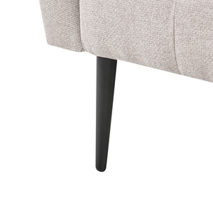 Chaise Longue in tessuto beige chiaro e Gambe con gambe in metallo dorato