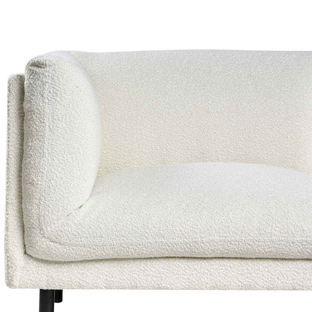 Divano a 3 posti imbottito in tessuto bouclè bianco sporco legno gambe nere imbottito da salotto