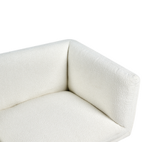 Divano a 3 posti imbottito in tessuto bouclè bianco sporco legno gambe nere imbottito da salotto