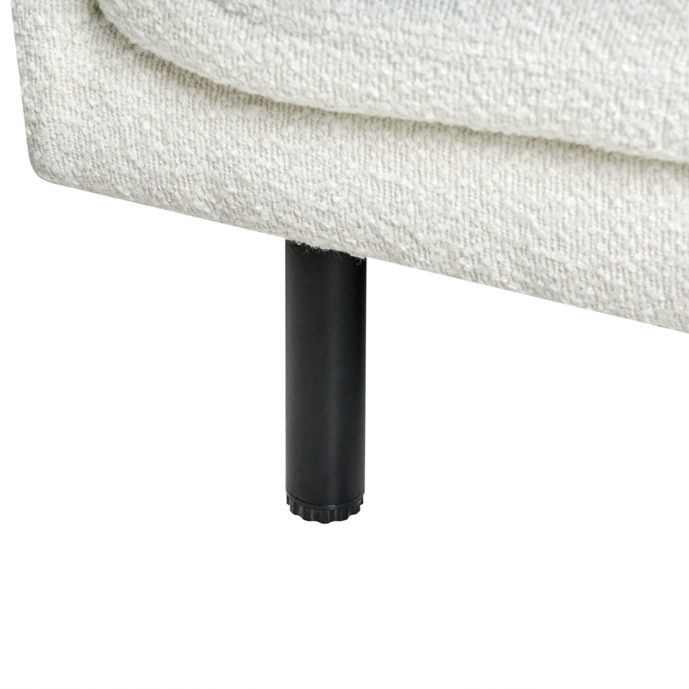 Divano a 3 posti imbottito in tessuto bouclè bianco sporco legno gambe nere imbottito da salotto