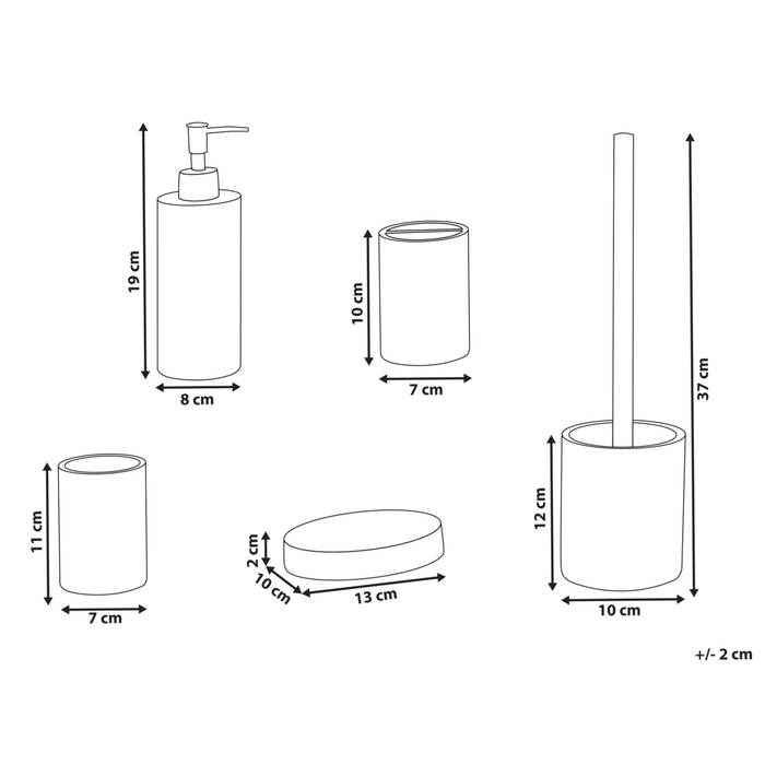 Set di 5 pezzi di accessori per il bagno Portasapone Dispenser di sapone Spazzolino da toilette Portaspazzolino Terrazo Effetto design moderno bianco