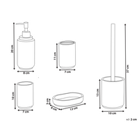 Set di 5 accessori da bagno in poliresina grigio chiaro Dispenser per sapone Portaspazzolino Porta spazzolino da bagno
