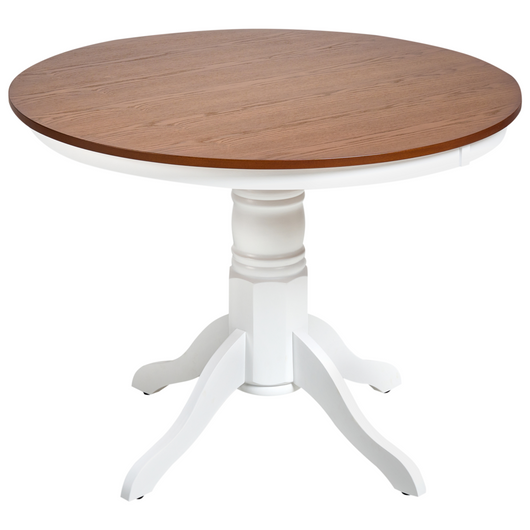 Tavolo da pranzo rotondo in legno di frassino scuro con piedistallo 100 cm stile retrò vintage