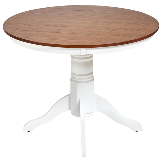 Tavolo da pranzo rotondo in legno di frassino scuro con piedistallo 100 cm stile retrò vintage