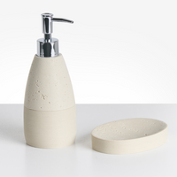 Set di 5 accessori per il bagno Dispenser per portasapone Spazzola da toilette Porta spazzolini Beige chiaro stile elegante