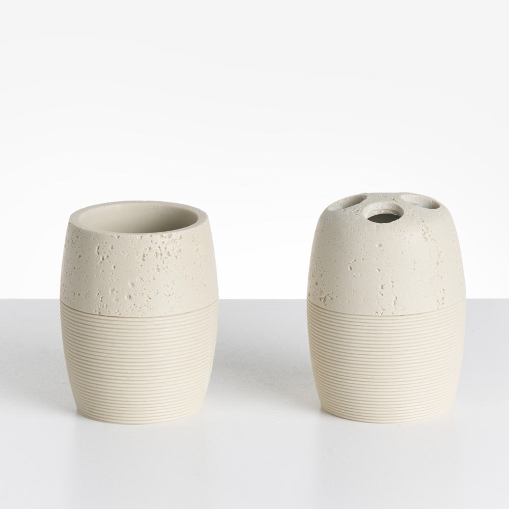 Set di 5 accessori per il bagno Dispenser per portasapone Spazzola da toilette Porta spazzolini Beige chiaro stile elegante