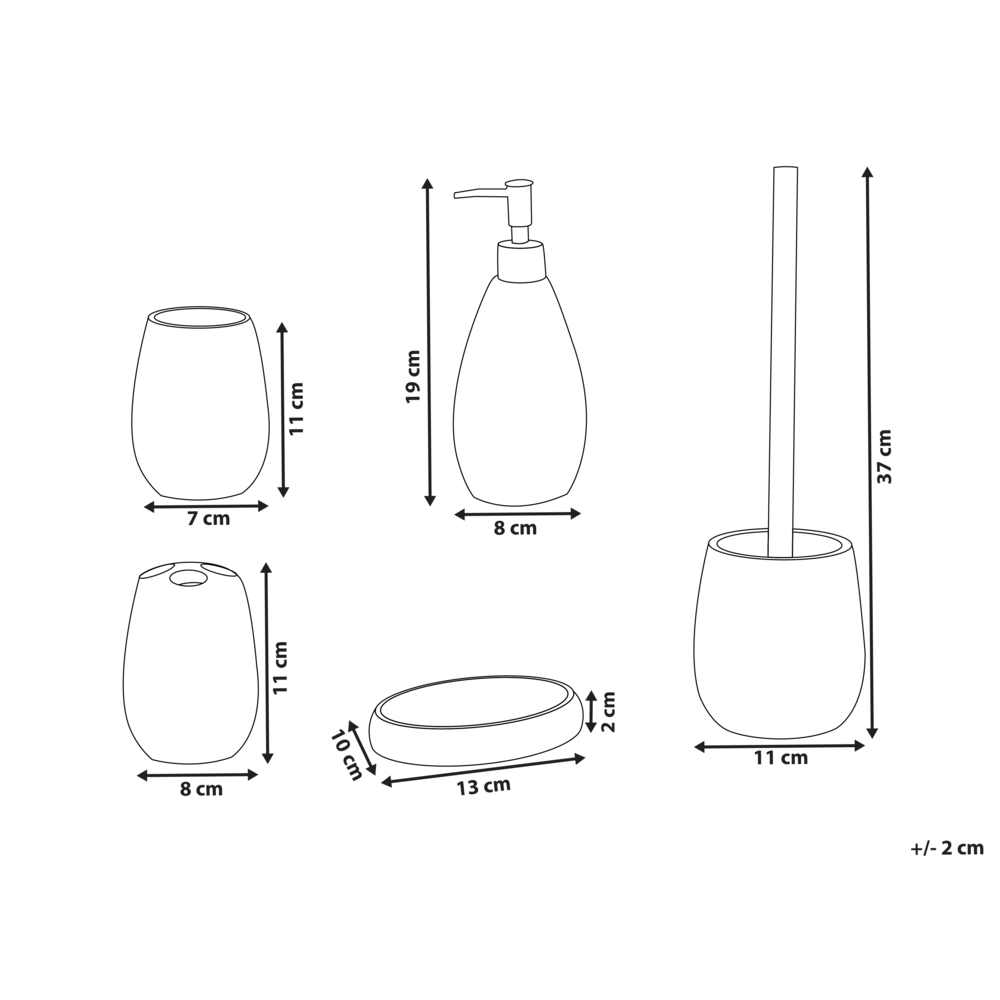 Set di 5 accessori per il bagno Dispenser per portasapone Spazzola da toilette Porta spazzolini Beige chiaro stile elegante