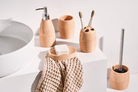 Set di 5 accessori per il bagno Dispenser per portasapone Spazzola da toilette Porta spazzolini arancione stile elegante