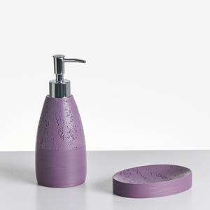 Set di 5 accessori per il bagno Dispenser per portasapone Spazzola da toilette Porta spazzolini viola stile elegante