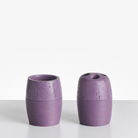 Set di 5 accessori per il bagno Dispenser per portasapone Spazzola da toilette Porta spazzolini viola stile elegante