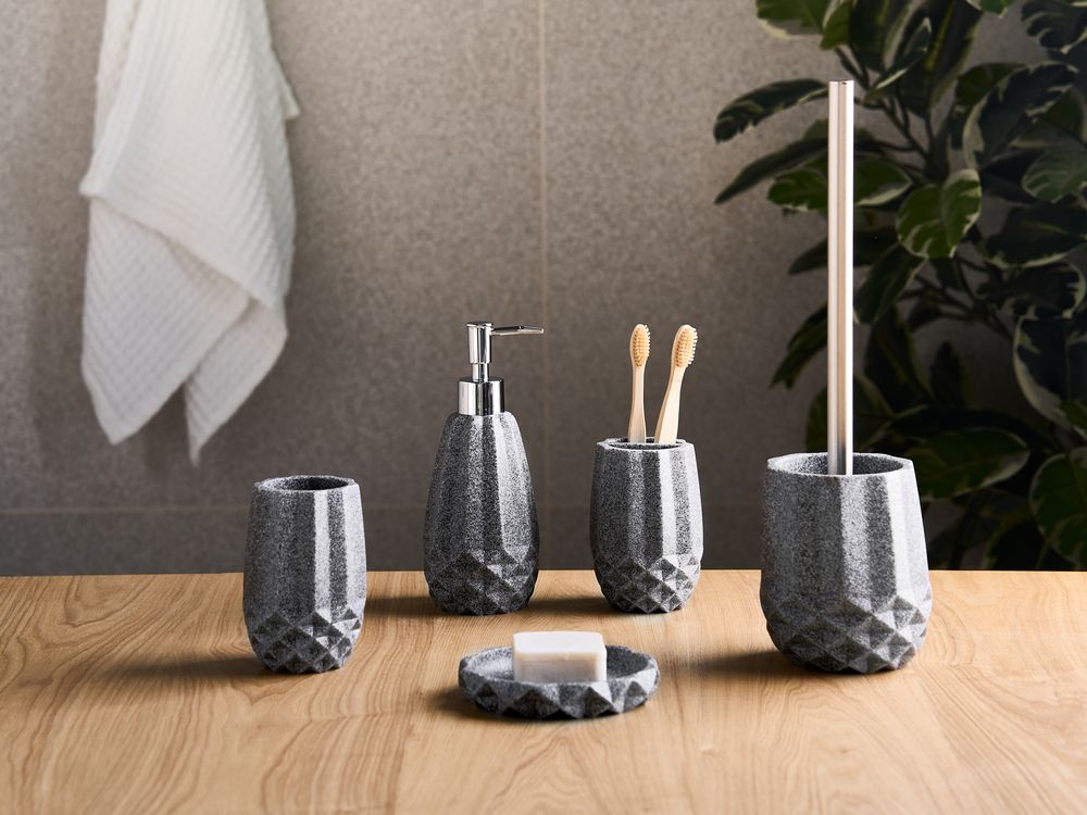 Set di 5 accessori per il bagno Dispenser per portasapone Portaspazzolino Porta spazzolino Verde menta