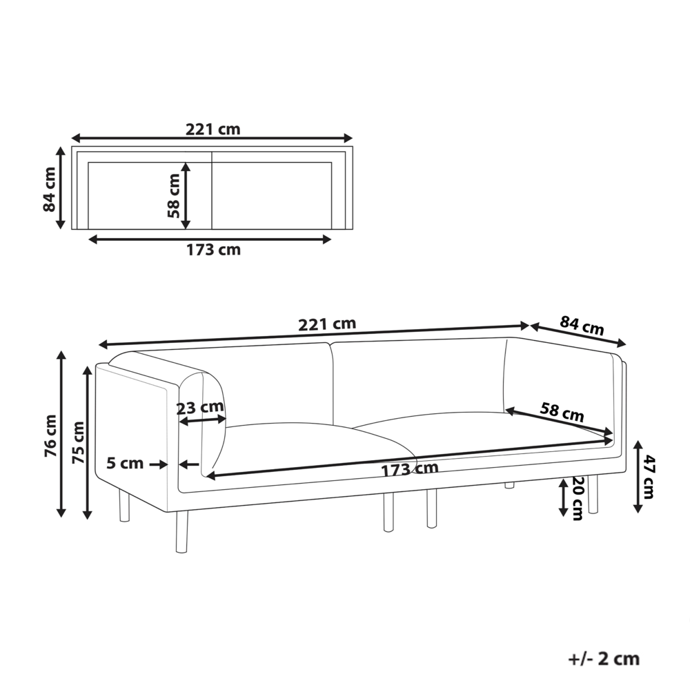 Divano a 3 posti imbottito in tessuto blu scuro legno gambe nere imbottito da salotto