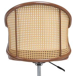 Sedia da ufficio in similpelle marrone con schienale in rattan PE girevole, altezza regolabile, con braccioli, per casa, ufficio, studio, tradizionale