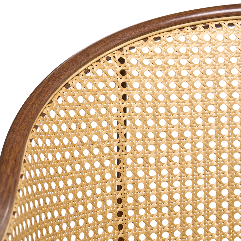 Sedia da ufficio in similpelle marrone con schienale in rattan PE girevole, altezza regolabile, con braccioli, per casa, ufficio, studio, tradizionale