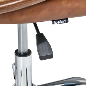 Sedia da ufficio in similpelle marrone con schienale in rattan PE girevole, altezza regolabile, con braccioli, per casa, ufficio, studio, tradizionale