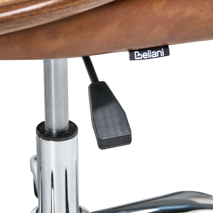 Sedia da ufficio in similpelle marrone con schienale in rattan PE girevole, altezza regolabile, con braccioli, per casa, ufficio, studio, tradizionale