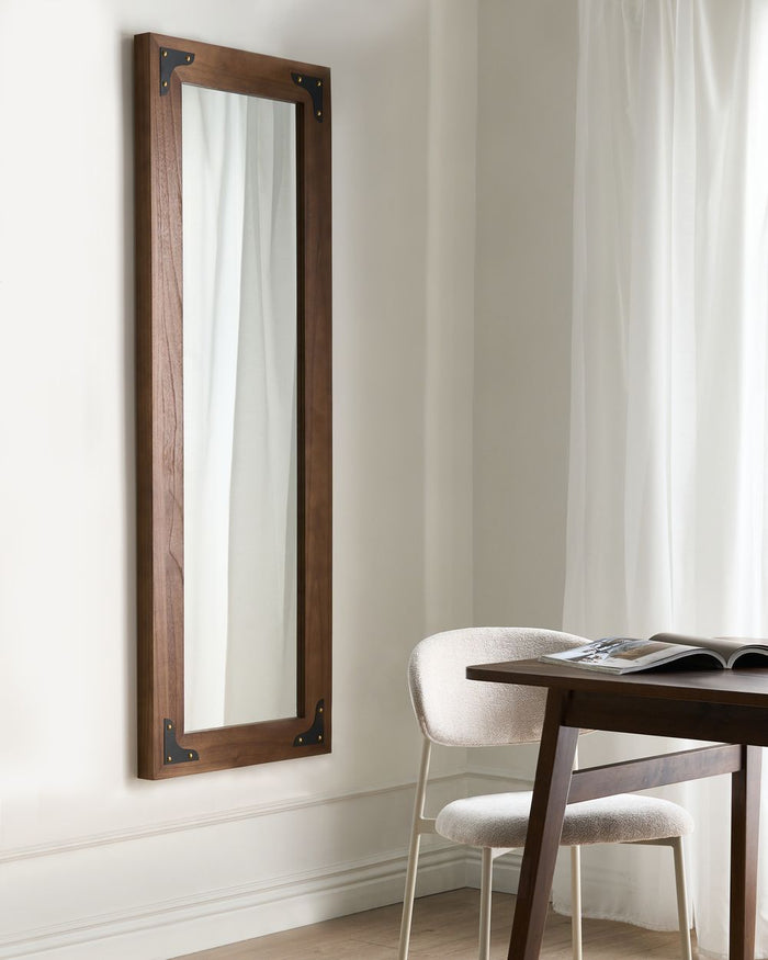 Specchio da parete con cornice in legno marrone Grande specchio alto appeso Camera da letto Soggiorno Corridoio Stile tradizionale