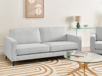 Divano a 3 posti Poliestere grigio chiaro Divano da salotto minimalista Gambe nere Braccio a binario