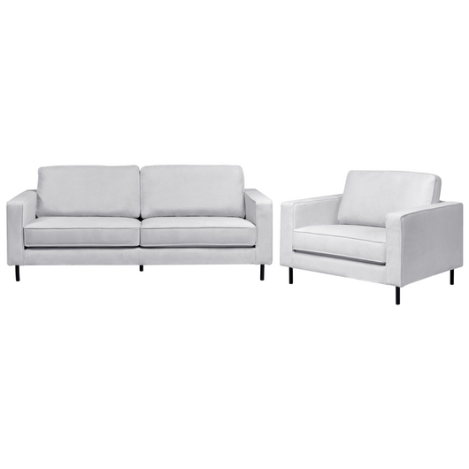 Set di divani in tessuto poliestere grigio chiaro 3 posti Poltrona Design minimalista per il soggiorno