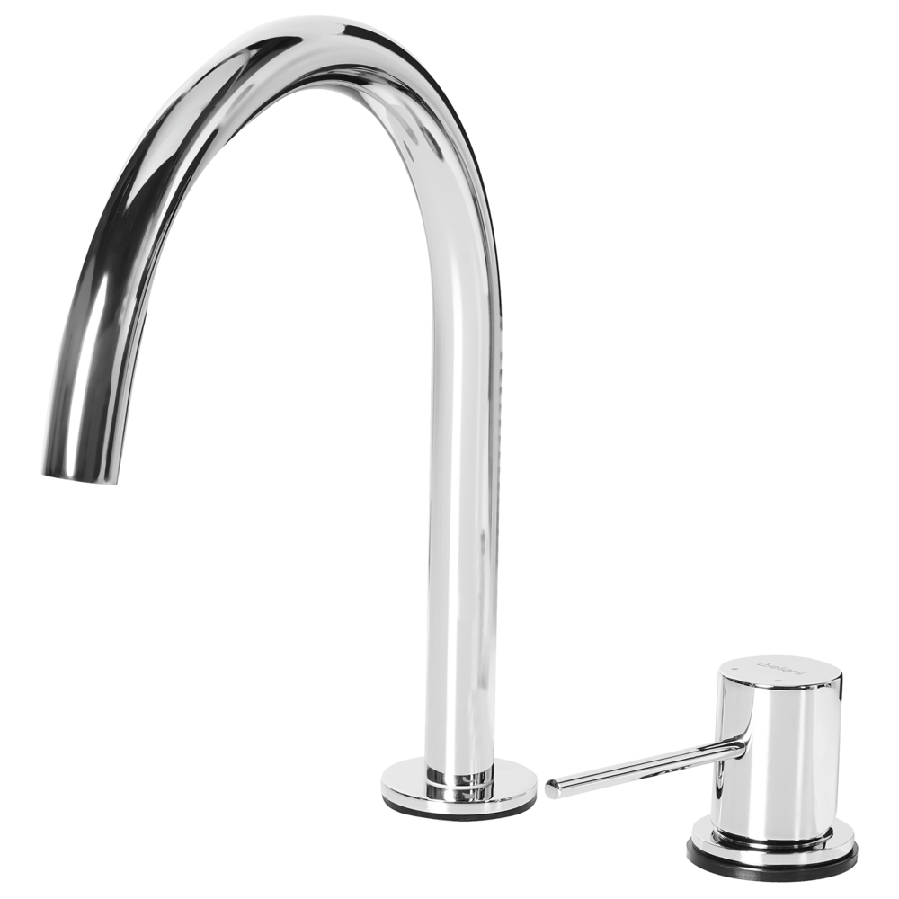 Rubinetto miscelatore per lavabo in ottone argento a leva singola con beccuccio curvo Accessori per il bagno