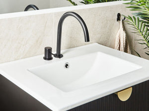 Rubinetto miscelatore per lavabo in ottone nero a leva singola con beccuccio curvo Accessori per il bagno