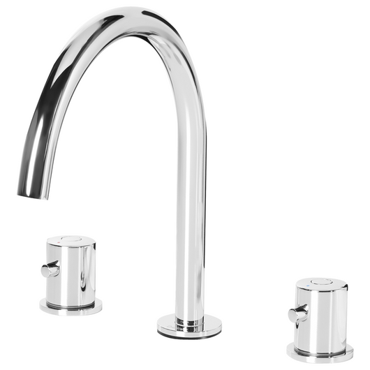 Rubinetto miscelatore per lavabo in ottone argentato a due maniglie con beccuccio curvo Accessori bagno Bagno