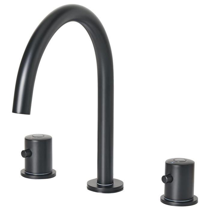 Rubinetto miscelatore per lavabo in ottone neroa due maniglie con beccuccio curvo Accessori bagno Bagno