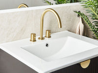 Rubinetto miscelatore per lavabo in ottone oroa due maniglie con beccuccio curvo Accessori bagno Bagno