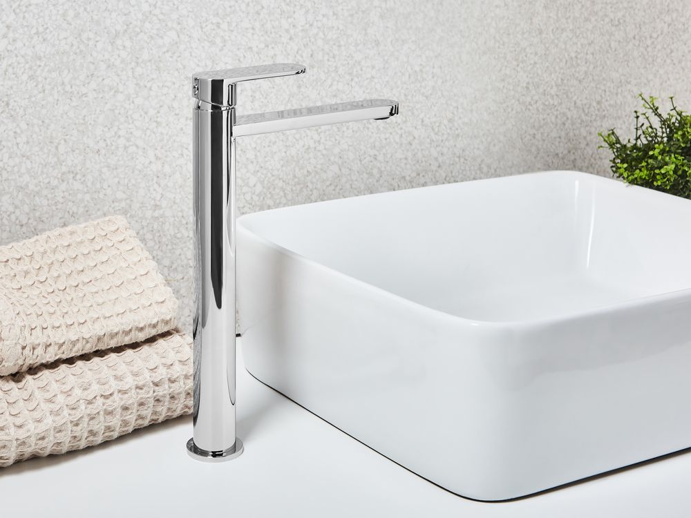 Elegante rubinetto per lavabo in ottone opaco monocomando 30 cm Accessori bagno argento