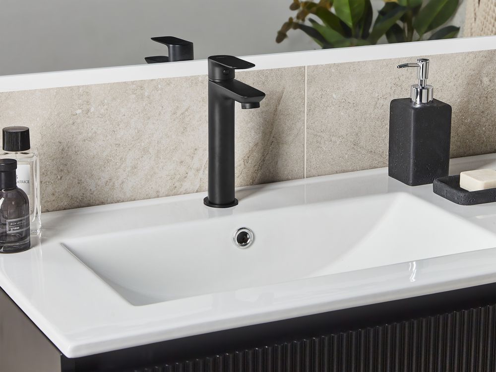 Elegante rubinetto per lavabo in ottone cromato monocomando 21 cm Accessori bagno moderni nero