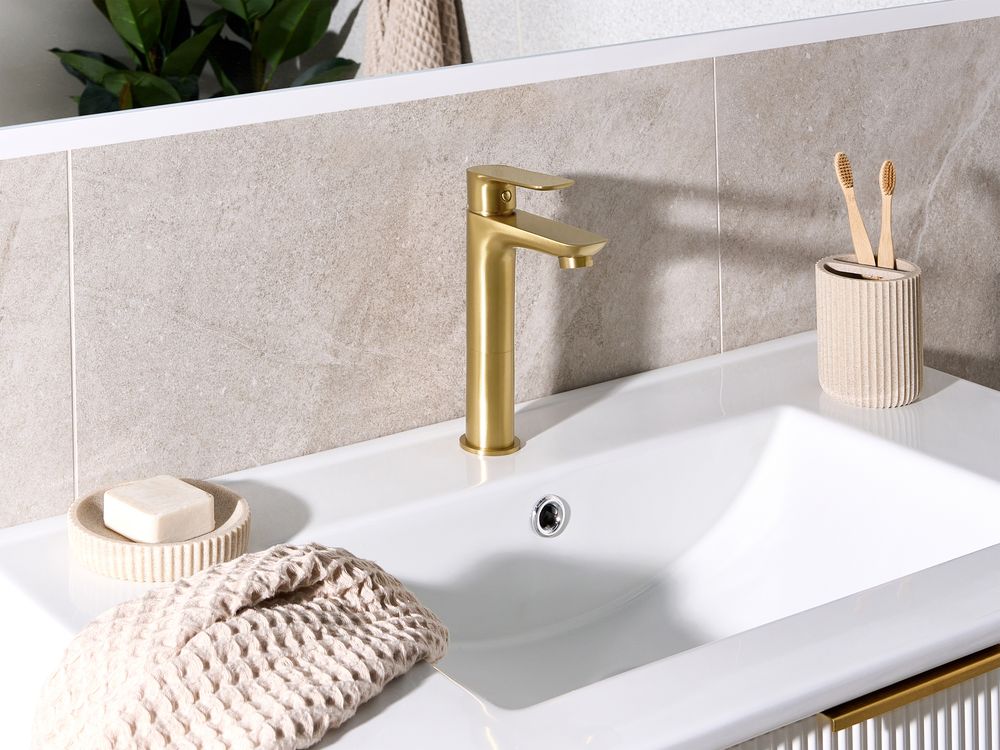 Elegante rubinetto per lavabo in ottone cromato monocomando 21 cm Accessori bagno moderni oro