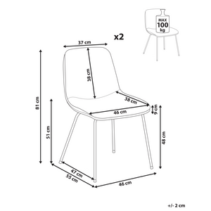 Set di 2 sedie da pranzo senza braccioli Tappezzeria Beige stile scandinavo