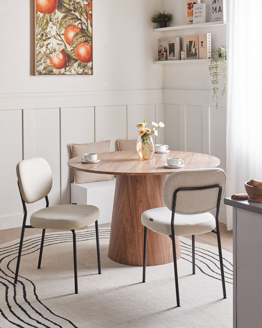 Set di 2 sedie da pranzo senza braccioli Tappezzeria Beige chiaro stile scandinavo