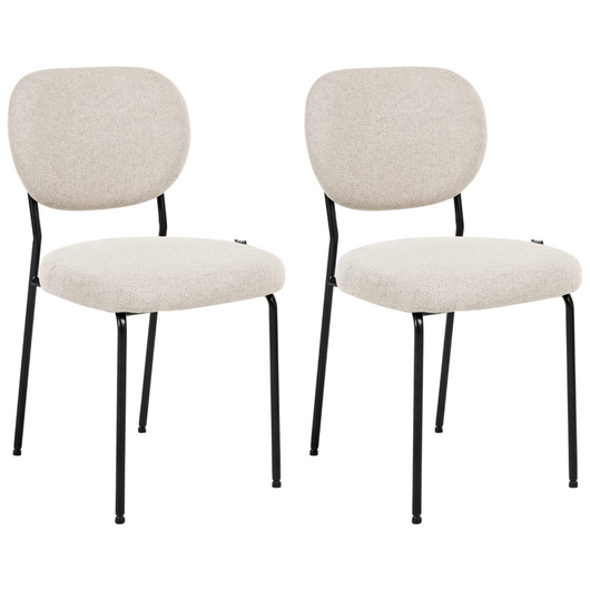 Set di 2 sedie da pranzo senza braccioli Tappezzeria Beige chiaro stile scandinavo