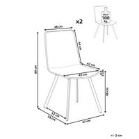 Set di 2 sedie da pranzo senza braccioli facile da pulire Beige chiaro design scandinavo