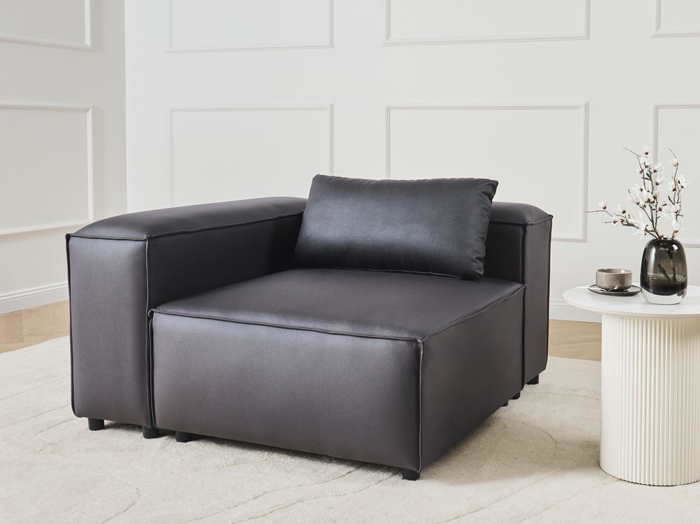 Divano angolare destro a 1 posto Modulo in ecopelle Nero stile moderno