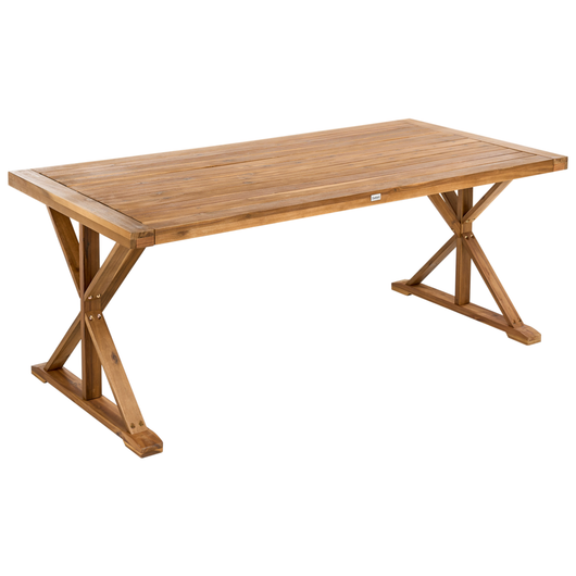 Tavolo da pranzo da giardino in legno di acacia marrone 180 x 90 cm per 6 persone all'aperto rettangolare in stile rustico