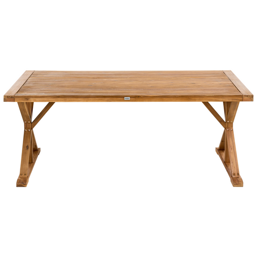 Tavolo da pranzo da giardino in legno di acacia marrone 180 x 90 cm per 6 persone all'aperto rettangolare in stile rustico