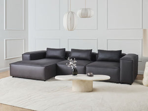 Divano modulare a 4 posti a sinistra in ecopelle nera lato destro stile moderno