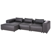 Divano modulare a 4 posti a sinistra in ecopelle nera lato destro stile moderno