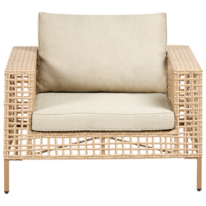 Set da giardino lato destro beige in rattan PE a 4 posti con cuscini tavolino e poltrona