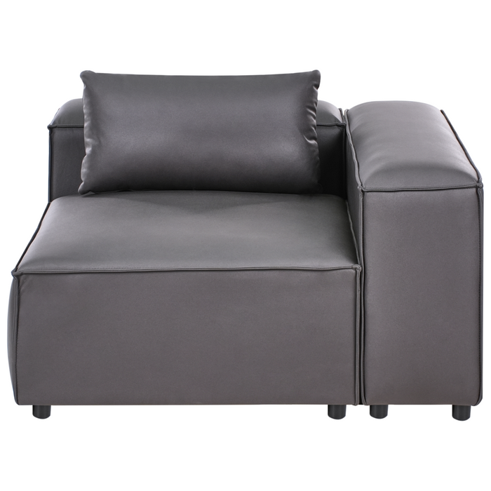 Divano modulare a 4 posti a sinistra in ecopelle nera lato destro stile moderno